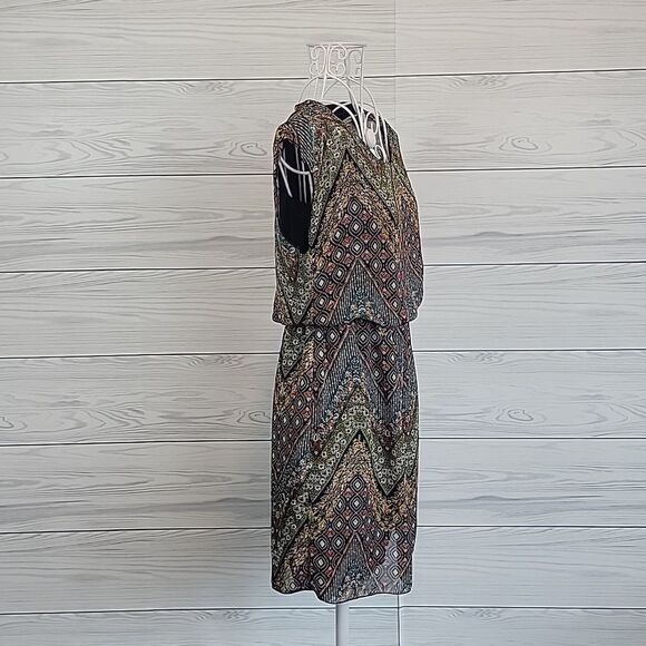 Sweet Storm midi dress multi pattern chevron print Women's Size S - Picture 5 of 12